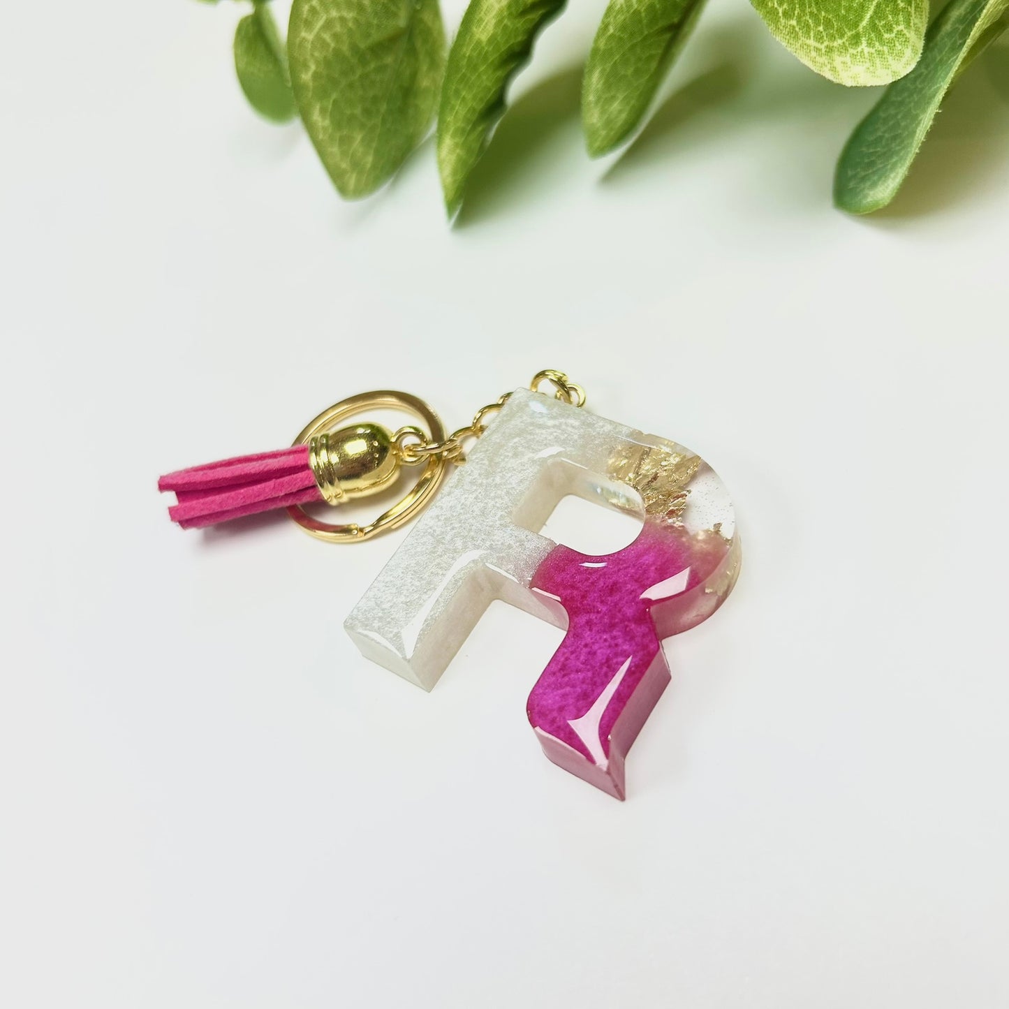 Resin Letter Keychain - R