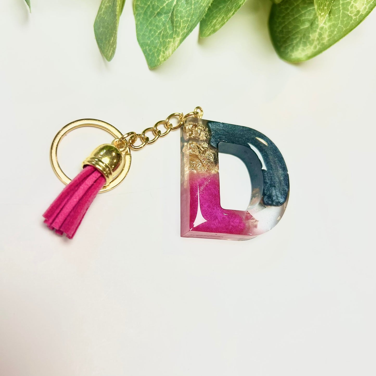 Resin Letter Keychain - D