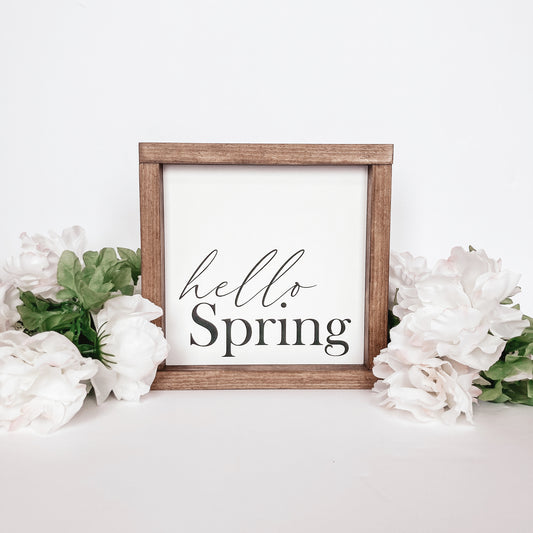 Hello Spring Wood Sign