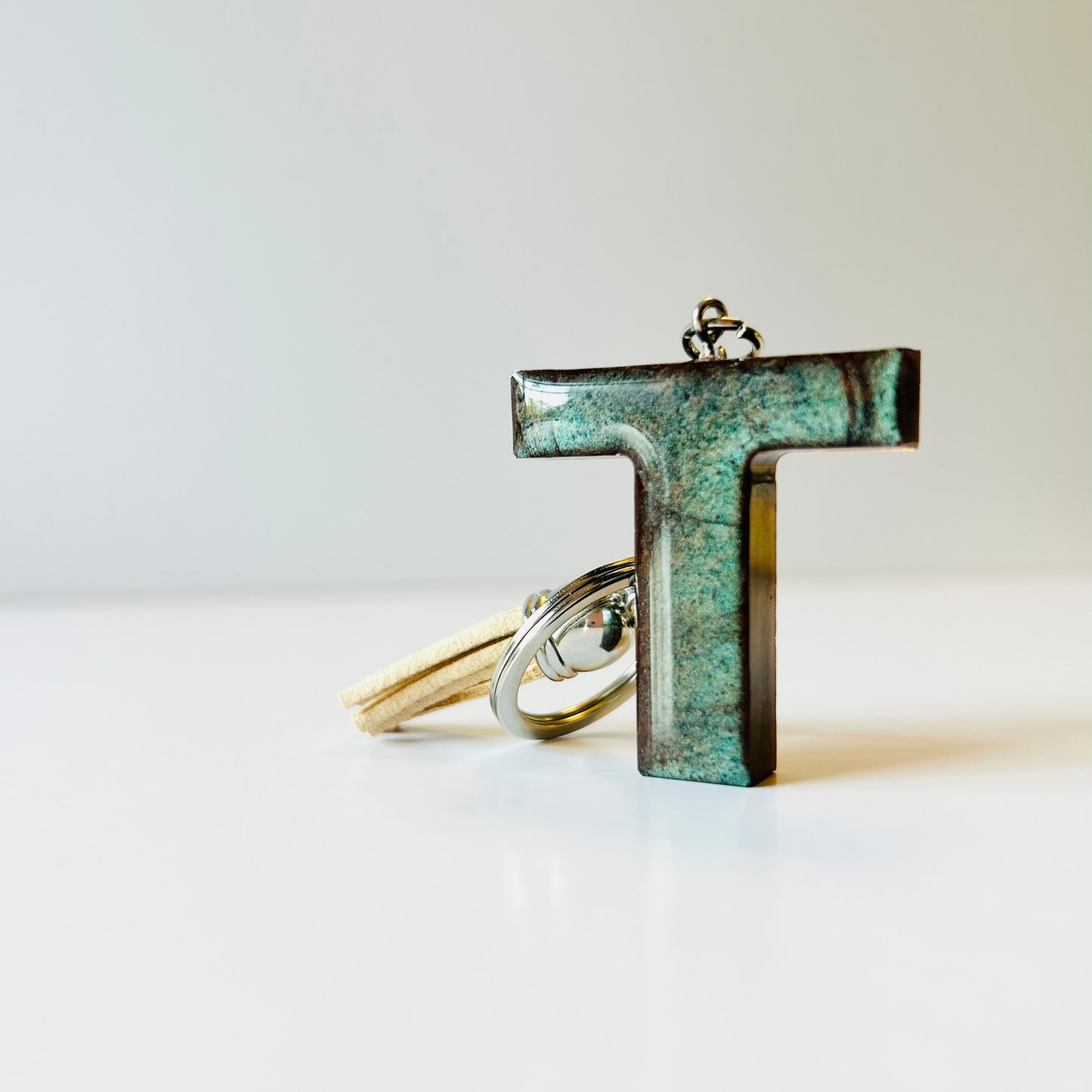 Resin Letter Keychain - T