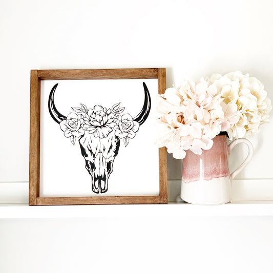 Boho Bull Skull Sign