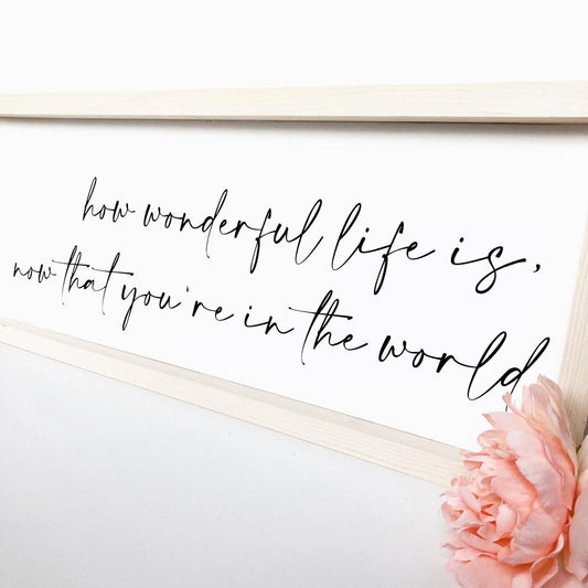 How Wonderful Life Is, Now That You're In The World Nursery Sign